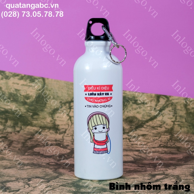 Bình Giữ Nhiệt Nắp Vặn Trắng